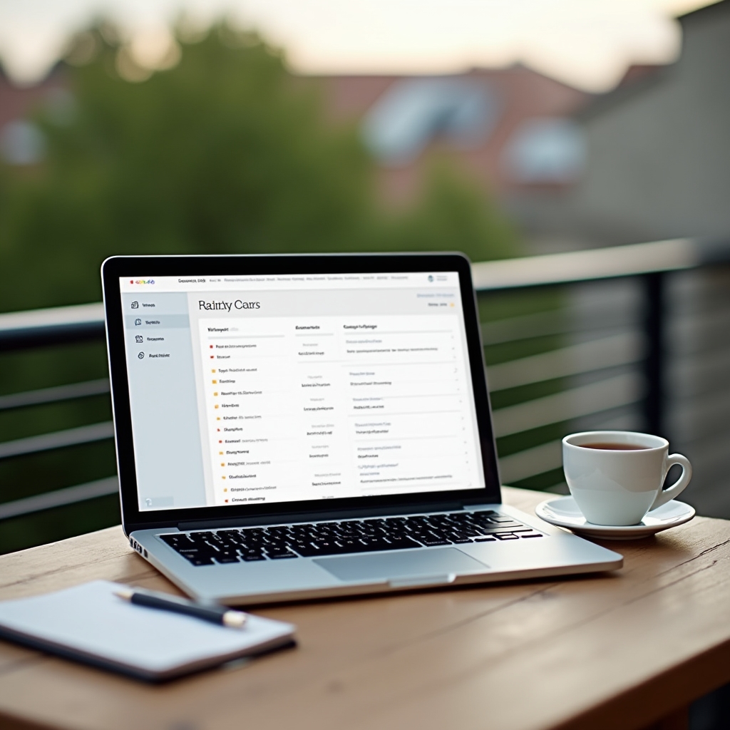 Laptop displaying an online course dashboard on an outdoor wooden table